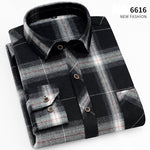 Aoliwen brand men Yellow black Plaid Brushed Long Sleeve Shirt pocket Spring casual men's shirts flannel cotton soft fit