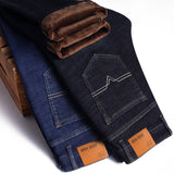 Winter Thermal Warm Flannel Stretch Jeans Mens Winter Quality Famous Brand Fleece Pants Men Straight Flocking Trousers Jean Male - ENSEIGNE DENIS
