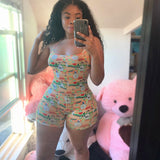 Sexy Women Bodysuit Sleeveless Deep V Neck Bodycon Stretch Leotard Bodysuit Button Short Romper Pajama Women Sleepwear Jumpsuit - ENSEIGNE DENIS