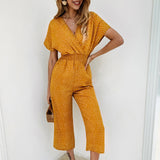 Jumpsuit Short Sleeve Wide Leg Loose Jumpsuit Women Jumpsuits Rompers Summer Casual Print V-neck Pocket Overalls 2020 Fashion - ENSEIGNE DENIS