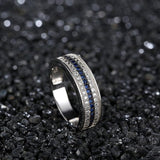 Jellystory 925 Sterling Silver Ring with Round Sapphire Zircon Gemstone Fine Jewelry ring for Women Wedding Party Gift wholesale - ENSEIGNE DENIS