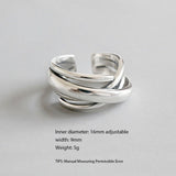 925 Sterling Silver Rings For Women Bohemian Adjustable Geometric Irregular Rings Exaggerated Novelty Jewelry S-R406 - ENSEIGNE DENIS