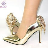Champagne African Shoes Without Bag for Wedding Party Matching Set Italian Shoes Nigerian Summer Sandals Shoes Low Heels Slipper - ENSEIGNE DENIS