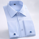 Men's Dress Shirts Loose French Cuff Regular fit Luxury Striped Business Long Sleeve Cufflinks Social Pluse Size Men Shirt 6XL - ENSEIGNE DENIS