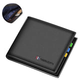BISON DENIM 100% Cow Leather Wallet Men Fashion Bifold Card Holder Wallet RFID Blocking Male Short Purse High Quality N4475 - ENSEIGNE DENIS