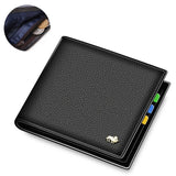 BISON DENIM 100% Cow Leather Wallet Men Fashion Bifold Card Holder Wallet RFID Blocking Male Short Purse High Quality N4475 - ENSEIGNE DENIS