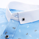 Patchwork Collar floral men's casual shirt Fashion long sleeve Print slim fit soft pocket 4xl male dress shirt