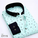Patchwork Collar floral men's casual shirt Fashion long sleeve Print slim fit soft pocket 4xl male dress shirt