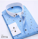 Patchwork Collar floral men's casual shirt Fashion long sleeve Print slim fit soft pocket 4xl male dress shirt