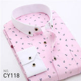 Patchwork Collar floral men's casual shirt Fashion long sleeve Print slim fit soft pocket 4xl male dress shirt