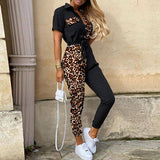 Women Casual solid color Jumpsuit 2020 Summer Deep V Neck Button Shirt Overalls Short Sleeve Office Lady One Piece Romper Belt - ENSEIGNE DENIS