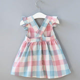 2020 New Summer Girls' Dress Korean Strap Plaid Casual Sleeveless