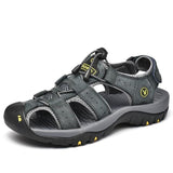 Vancat 2019 New Big Size Genuine Leather Cowhide Men Sandals Summer Quality Beach Slippers Casual Sneakers Outdoor Beach Shoes - ENSEIGNE DENIS