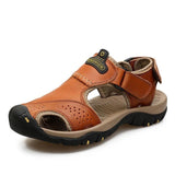 Vancat 2019 New Big Size Genuine Leather Cowhide Men Sandals Summer Quality Beach Slippers Casual Sneakers Outdoor Beach Shoes - ENSEIGNE DENIS