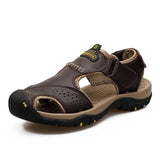 Vancat 2019 New Big Size Genuine Leather Cowhide Men Sandals Summer Quality Beach Slippers Casual Sneakers Outdoor Beach Shoes - ENSEIGNE DENIS