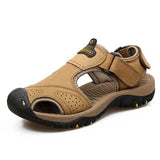 Vancat 2019 New Big Size Genuine Leather Cowhide Men Sandals Summer Quality Beach Slippers Casual Sneakers Outdoor Beach Shoes - ENSEIGNE DENIS