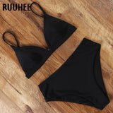 RUUHEE 2020 Bikini Swimwear Swimsuit Women Solid Bathing Suit Green Neno Bikini Set With Pad Female High Waist Beachwear Biquini - ENSEIGNE DENIS