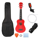 21 inch Ukelele Soprano 4 Strings Hawaiian Spruce Basswood Guitar Musical Instrument Set Kits+Tuner+String+Strap+Bag - ENSEIGNE DENIS