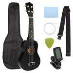 21 inch Ukelele Soprano 4 Strings Hawaiian Spruce Basswood Guitar Musical Instrument Set Kits+Tuner+String+Strap+Bag - ENSEIGNE DENIS