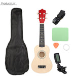 21 inch Ukelele Soprano 4 Strings Hawaiian Spruce Basswood Guitar Musical Instrument Set Kits+Tuner+String+Strap+Bag - ENSEIGNE DENIS