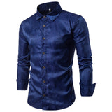 Banquet Wedding Shirt Party Shirt Bar Nightclub Shirt  Men Shirt Bright long Shirt tPaisley Shirt Men Long sleeved Shirt
