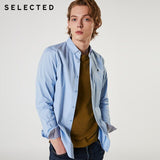 SELECTED Men's Regular Slim Fit Business Casual Embroidered Long-sleeved Shirt S|419305520 - ENSEIGNE DENIS