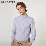 SELECTED Men's Regular Slim Fit Business Casual Embroidered Long-sleeved Shirt S|419305520 - ENSEIGNE DENIS
