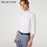SELECTED Men's Regular Slim Fit Business Casual Embroidered Long-sleeved Shirt S|419305520 - ENSEIGNE DENIS