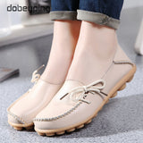 New Moccasins Women Flats 2019 Autumn Woman Loafers Genuine Leather Female Shoes Slip On Ballet Bowtie Women's Shoe Size 35-44 - ENSEIGNE DENIS