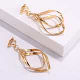 Simple fashion gold color Silver plated geometric big round Clip earrings for women fashion big hollow Ear clip jewelry - ENSEIGNE DENIS