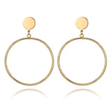 Simple fashion gold color Silver plated geometric big round Clip earrings for women fashion big hollow Ear clip jewelry - ENSEIGNE DENIS