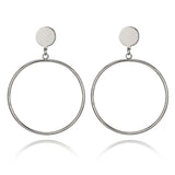 Simple fashion gold color Silver plated geometric big round Clip earrings for women fashion big hollow Ear clip jewelry - ENSEIGNE DENIS