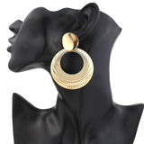 Simple fashion gold color Silver plated geometric big round Clip earrings for women fashion big hollow Ear clip jewelry - ENSEIGNE DENIS