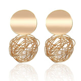 Simple fashion gold color Silver plated geometric big round Clip earrings for women fashion big hollow Ear clip jewelry - ENSEIGNE DENIS
