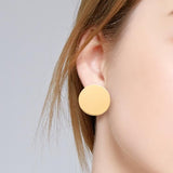 Simple fashion gold color Silver plated geometric big round Clip earrings for women fashion big hollow Ear clip jewelry - ENSEIGNE DENIS