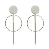 Simple fashion gold color Silver plated geometric big round Clip earrings for women fashion big hollow Ear clip jewelry - ENSEIGNE DENIS