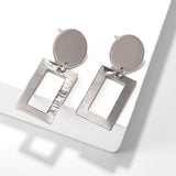 Simple fashion gold color Silver plated geometric big round Clip earrings for women fashion big hollow Ear clip jewelry - ENSEIGNE DENIS