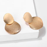 Simple fashion gold color Silver plated geometric big round Clip earrings for women fashion big hollow Ear clip jewelry - ENSEIGNE DENIS