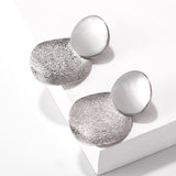 Simple fashion gold color Silver plated geometric big round Clip earrings for women fashion big hollow Ear clip jewelry - ENSEIGNE DENIS