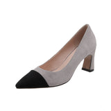 FEDONAS Concise Shallow Genuine Leather Women'S Shoes Mixed Colors Thick Heels Pumps Summer Elegant Working Casual Shoes Woman - ENSEIGNE DENIS