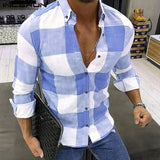 INCERUN Fashion Plaid Men Shirt Casual Long Sleeve Lapel Blouse Fitness Chic Brand Streetwear Shirts Men Camisa Masculina S-5XL - ENSEIGNE DENIS