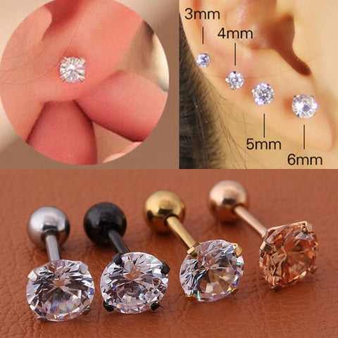 1 pcs/bag Size 3/4/5/6mm 4 Colors Medical titanium needle True zircon Ear Studs Boys and girls Earrings For DIY Party Earrings - ENSEIGNE DENIS