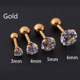 1 pcs/bag Size 3/4/5/6mm 4 Colors Medical titanium needle True zircon Ear Studs Boys and girls Earrings For DIY Party Earrings - ENSEIGNE DENIS