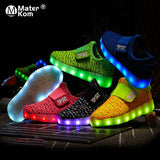 Size 25-37 Kids Led USB Recharge Glowing Shoes Children's Hook Loop Shoes Children's Glowing Sneakers Kids Led Luminous Shoes - ENSEIGNE DENIS