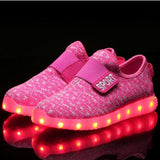 Size 25-37 Kids Led USB Recharge Glowing Shoes Children's Hook Loop Shoes Children's Glowing Sneakers Kids Led Luminous Shoes - ENSEIGNE DENIS