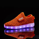 Size 25-37 Kids Led USB Recharge Glowing Shoes Children's Hook Loop Shoes Children's Glowing Sneakers Kids Led Luminous Shoes - ENSEIGNE DENIS