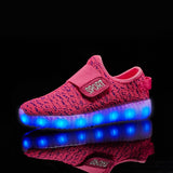 Size 25-37 Kids Led USB Recharge Glowing Shoes Children's Hook Loop Shoes Children's Glowing Sneakers Kids Led Luminous Shoes - ENSEIGNE DENIS