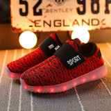 Size 25-37 Kids Led USB Recharge Glowing Shoes Children's Hook Loop Shoes Children's Glowing Sneakers Kids Led Luminous Shoes - ENSEIGNE DENIS