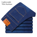Brand 2020 New Men's Fashion Jeans Business Casual Stretch Slim Jeans Classic Trousers Denim Pants Male Black Blue - ENSEIGNE DENIS