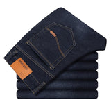 Brand 2020 New Men's Fashion Jeans Business Casual Stretch Slim Jeans Classic Trousers Denim Pants Male Black Blue - ENSEIGNE DENIS